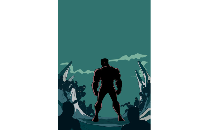 Superheld bereit für Battle Silhouette 2 - Illustration