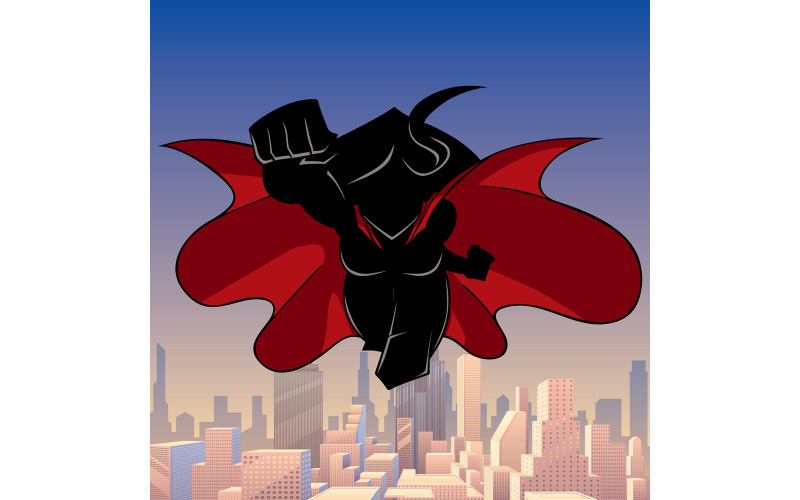 Superheldin Coming City Silhouette - Illustratie