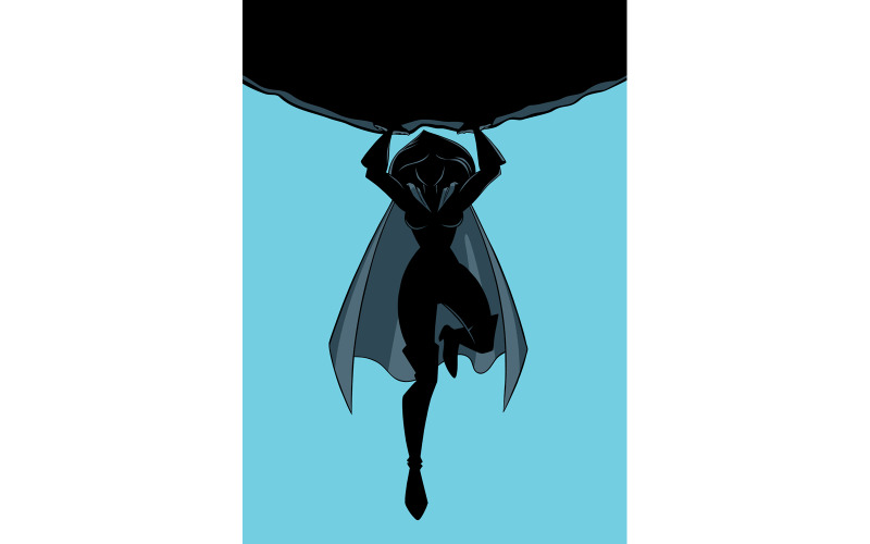 Superheldin, die Boulder-Silhouette hält - Illustration