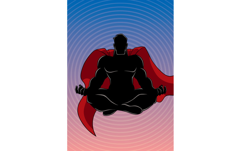 Download Иллюстрация "Superhero Meditating Background Silhouette - Illustration" / Superhero Meditating Background Silhouette - Illustration - Иллюстрация на тему графика man,hero,super,superhero,yoga,meditating,meditation,silhouette,pose,position,lotus,zen,muscular,muscles,control,practice,red,costume,power,powerful