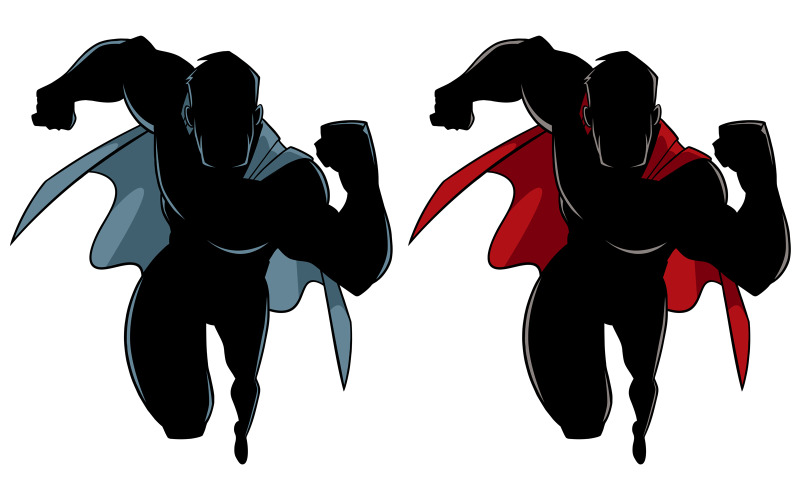Download Иллюстрация "Superhero Running Silhouette - Illustration" / Superhero Running Silhouette - Illustration - Иллюстрация на тему графика man,hero,cape,superhero,super,running,fast,silhouette,protection,muscles,muscular,costume,intervention,specialist,expert,savior,brave,courage,courageous,health