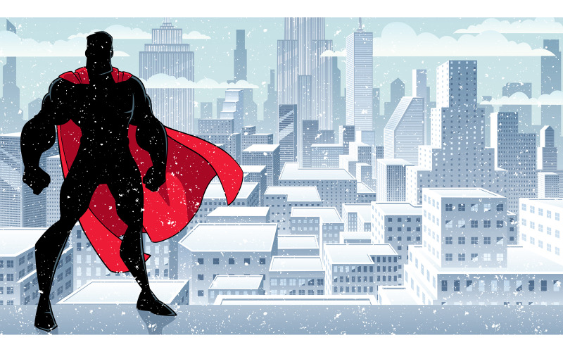 Superhero Standing Tall Winter Silhouette - Ilustração