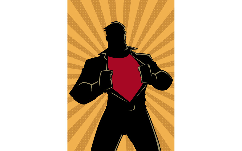 business super suit costume Vector Illustration hero businessman casual Superhero Under Cover Casual and Ray Light Background