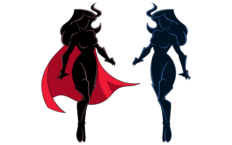 Superheroine Flying Silhouette - Illustrazione