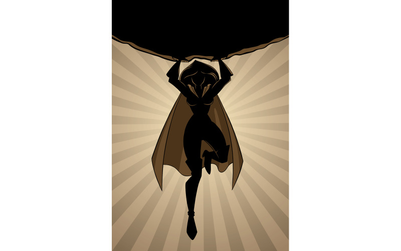 Download Иллюстрация "Superheroine Holding Boulder Ray Light Silhouette - Illustration" / Superheroine Holding Boulder Ray Light Silhouette - Illustration - Иллюстрация на тему графика woman,heroine,cape,super,superheroine,silhouette,boulder,power,savior,mission,intervention,powerful,huge,flying,sky,ray light,sunlight,background,big,copy space