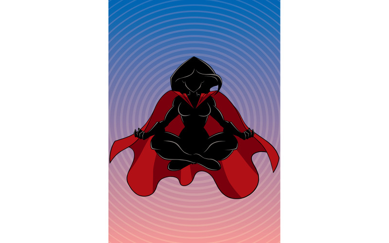 Download Иллюстрация "Superheroine Meditating Background Silhouette - Illustration" / Superheroine Meditating Background Silhouette - Illustration - Иллюстрация на тему графика woman,heroine,super,superhero,superheroine,female,girl,yoga,meditating,meditation,silhouette,pose,position,lotus,zen,control,practice,costume,power,powerful