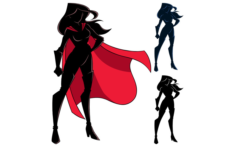 Superheroine Standing Tall Silhouette - Illustrazione