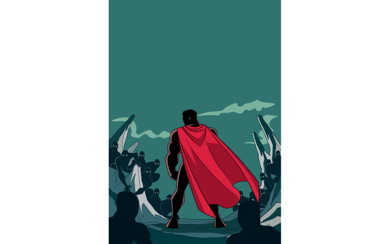 Superhrdina připraven k bitvě Silueta - ilustrace