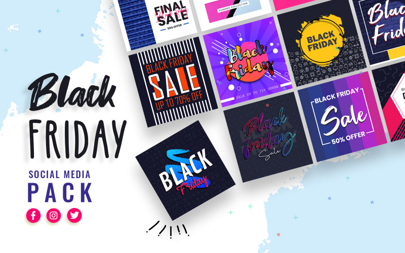 Download Шаблон для соцсетей "Black Friday Social Media Template" / Black Friday Social Media Template - Шаблон для соцсетей на тему графика black,friday,social,media,templates,promotion,offers,promotions,banner,post,facebook,instagram,twitter,template,offer