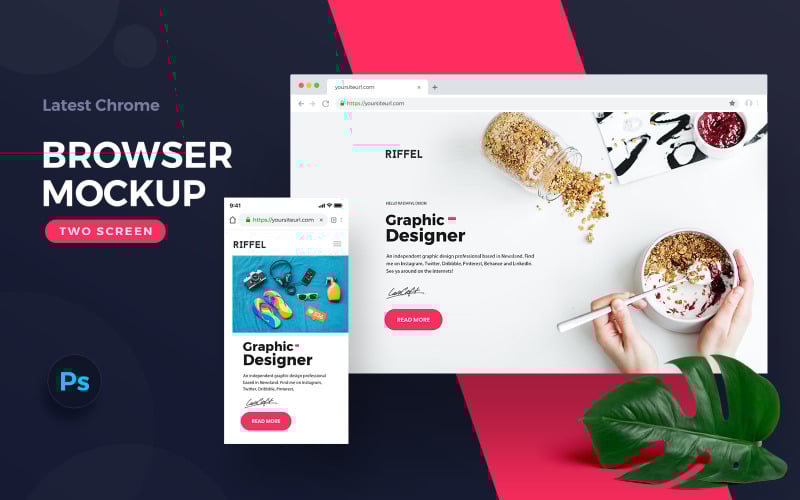 Download Мокап для продукта "Browser Screen product mockup" / Browser Screen product mockup - Мокап для продукта на тему графика browser,psd,mockups,mockup,template,templates,chrome,google,website,web,mobile,graphic,presentation,presentations,promotion