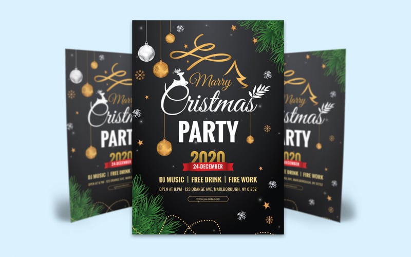 Download Фирменный стиль "Christmas Flyer - Corporate Identity Template" / Christmas Flyer - Corporate Identity Template - Фирменный стиль на тему графика decoration,banner,gift,background,new,holiday,vector,template,party,black,flier,gold,year,christmas,light,card,abstract,merry,design,invitation