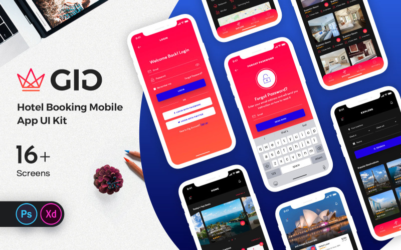 GiG Hotel Buchung Mobile App UI Kit
