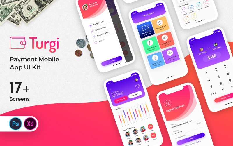 Kit interfaccia utente per app mobile Turgi Payment