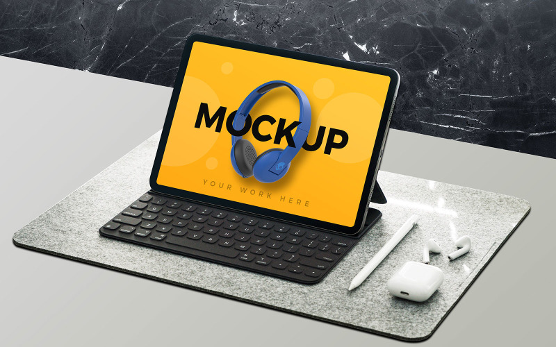 Download Мокап для продукта "Tablet product mockup" / Tablet product mockup - Мокап для продукта на тему графика tablet,psd,mockups,mockup,ipad,air,keyboard,pro,new,mini,web,website,graphic,presentations,branding