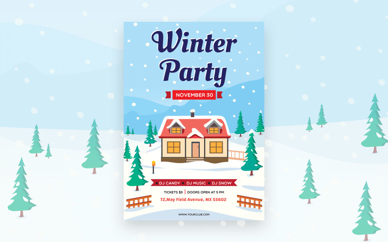 Download Фирменный стиль "Winter Party Flyer - Corporate Identity Template" / Winter Party Flyer - Corporate Identity Template - Фирменный стиль на тему графика invitation,typography,winter,banner,background,holiday,vector,template,party,text,festive,flier,celebration,christmas,poster,card,merry,season,design,decoration