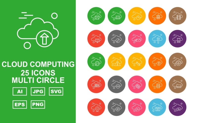 Download Набор иконок "25 Premium Cloud Computing Multi Circle Icon Pack Set" / 25 Premium Cloud Computing Multi Circle Icon Pack Set - Набор иконок на тему music home,alert,server,folder,location,at the rate,chat,laptop,pie,recycle bin,film,lcd,music,mail,screwdriver,mobile,reload,telephone,upload,icon