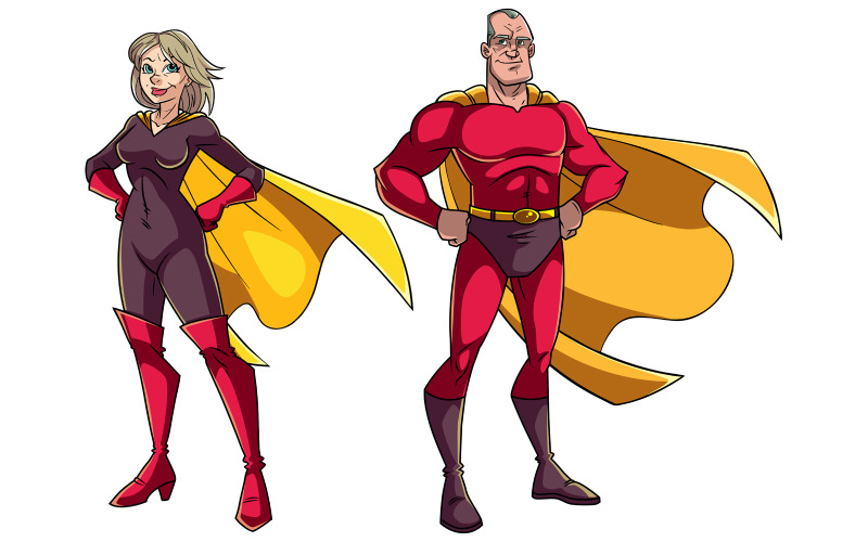 Download Иллюстрация "Senior Superhero Couple on White - Illustration" / Senior Superhero Couple on White - Illustration - Иллюстрация на тему графика couple,elderly,senior,adult,family,old,older,man,woman,lady,wife,husband,superhero,super,hero,heroine,love,male,aged,happy