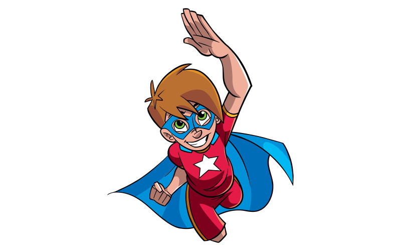 Download Иллюстрация "Super Boy Flying - Illustration" / Super Boy Flying - Illustration - Иллюстрация на тему графика cape,hero,boy,super,power,superhero,healthy,powerful,energy,teen,teenage,teenager,illustration,flying,vector,cartoon,character,on white,white background,immunity