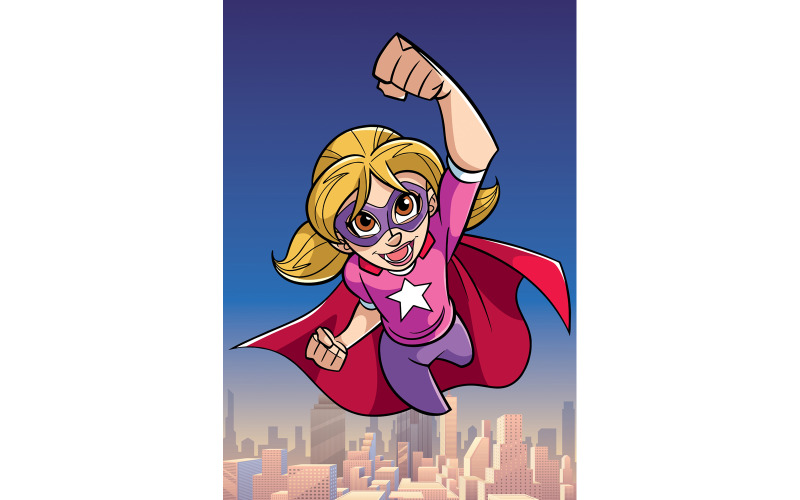 Super Girl Flying Sky Background - Illustration