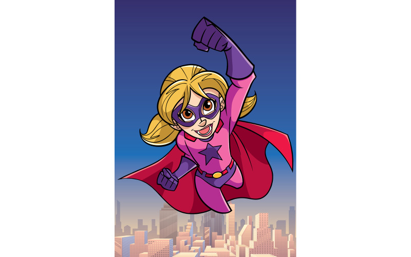 Super Girl Flying Sky Background - Ilustração