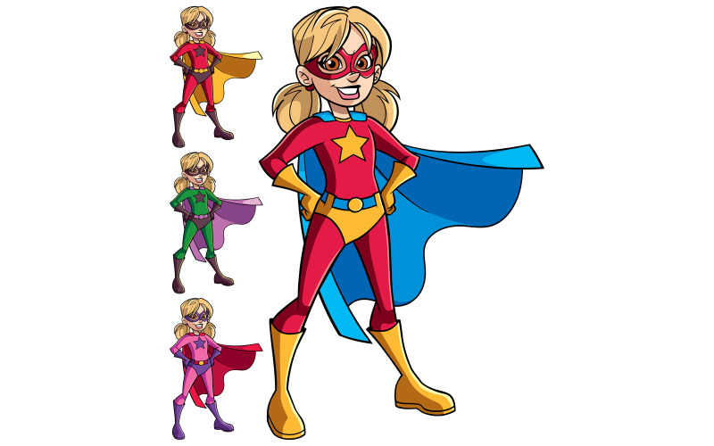 Download Иллюстрация "Super Girl - Illustration" / Super Girl - Illustration - Иллюстрация на тему графика hero,super,girl,heroine,superheroine,child,power,powerful,energy,superhero,cape,costume,eye mask,illustration,vector,cartoon,character,on white,female,girl power