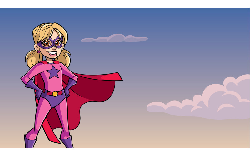 Download Иллюстрация "Super Girl Sky Background - Illustration" / Super Girl Sky Background - Illustration - Иллюстрация на тему графика cape,hero,super,girl,heroine,superheroine,child,power,powerful,energy,superhero,illustration,vector,cartoon,character,female,girl power,sky,background,copy space