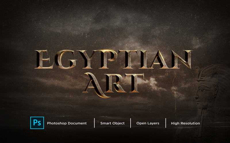 Ägyptische Kunst Text Effekt Design Photoshop Layer Style Effekt - Illustration