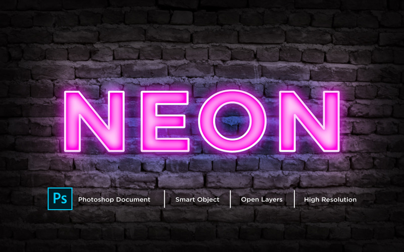 Neon Text Effect Design Photoshop Layer Style Effect - Illustration