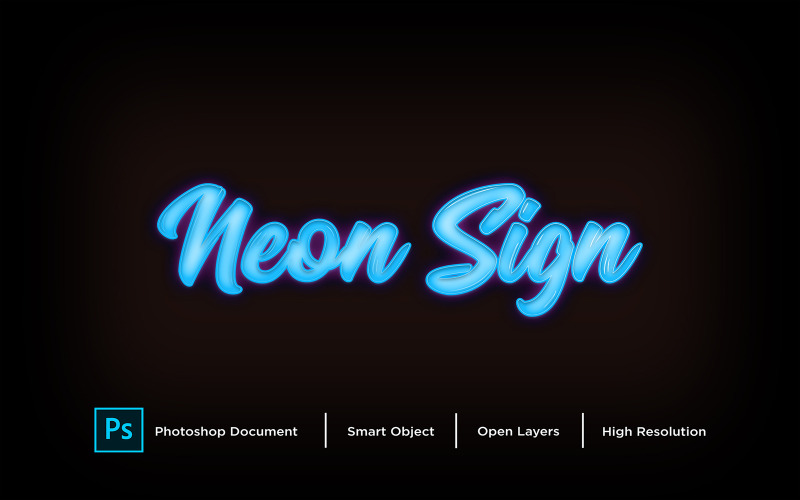 Неоновий знак текстовий ефект дизайн Photoshop шар стиль ефекту - ілюстрація
