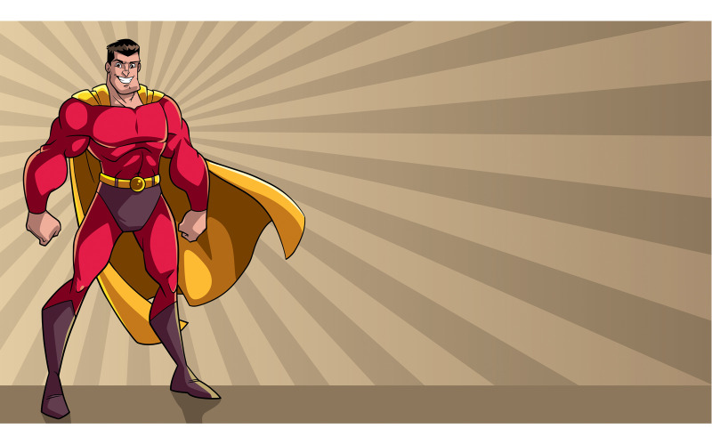 Supereroe In Piedi Alto Ray Sfondo Chiaro - Illustrazione
