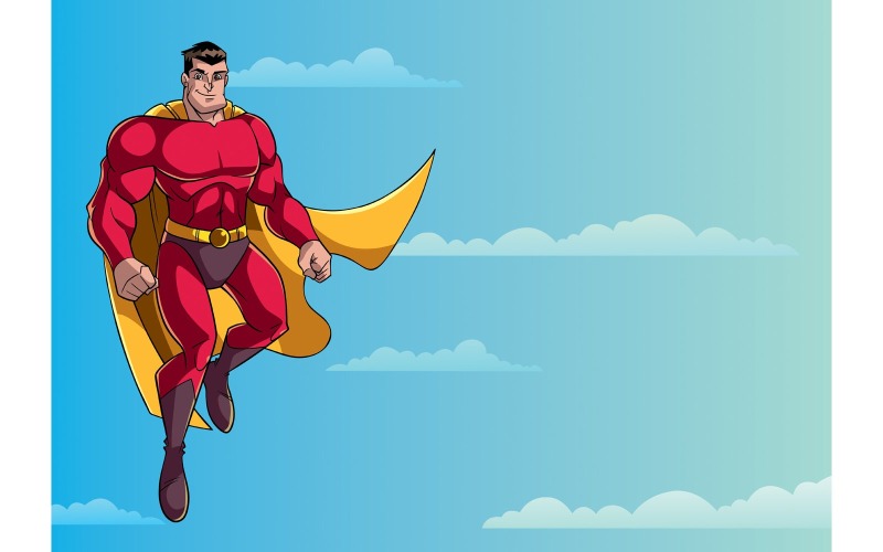 Superheld fliegt im Himmel - Illustration