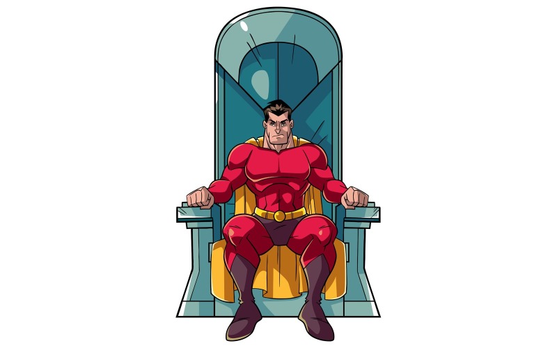 Download Иллюстрация "Superhero on Throne - Illustration" / Superhero on Throne - Illustration - Иллюстрация на тему графика man,hero,super,superhero,throne,justice,sitting,powerful,leader,leadership,supremacy,costume,fiction,fictional,positive,domination,right,fair play,mediator,court