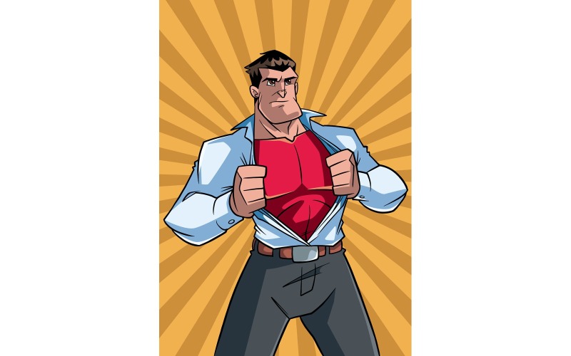 Superhero Under Cover Casual et Ray Light Background - Illustration