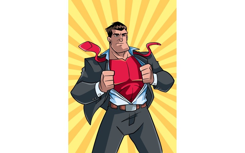 Superhero Under Cover Suit e Ray Light Background - Ilustração