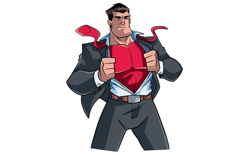 Download Иллюстрация "Superhero Under Cover Suit - Illustration" / Superhero Under Cover Suit - Illustration - Иллюстрация на тему графика superhero,super,hero,man,power,superman,business,businessman,under,cover,undercover,under cover,suit,costume,disguise,shirt,copy space,opening