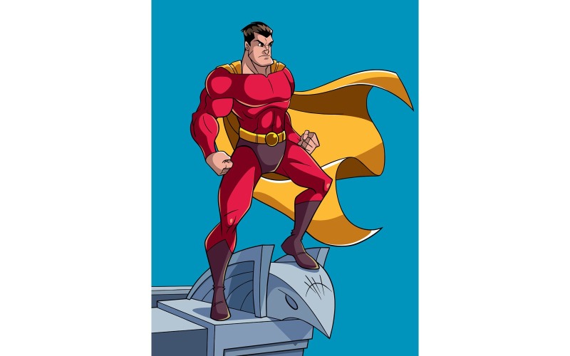 Download Иллюстрация "Superhero Watching From Roof - Illustration" / Superhero Watching From Roof - Illustration - Иллюстрация на тему графика superhero,super,hero,man,superman,city,skyscraper,tower,building,business,office,roof,background,landscape,comic book,comic,comics,comic strip,comic strips