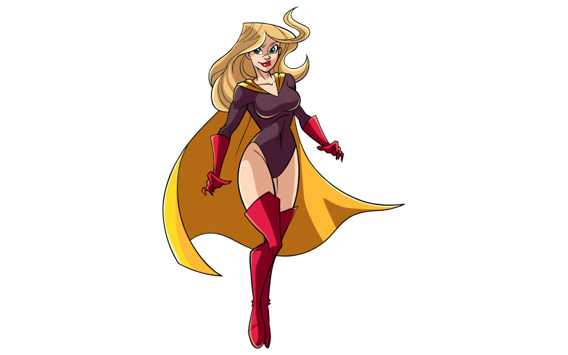 Download Иллюстрация "Superheroine Flying 5 - Illustration" / Superheroine Flying 5 - Illustration - Иллюстрация на тему графика woman,cape,superheroine,super,heroine,power,hero,superhero,flying,powerful,energy,illustration,cartoon,character,on white,white background,copy space,full length,comic,comic strip