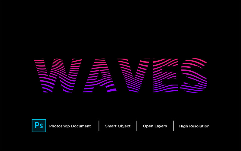 Waves Text Effect Design Photoshop Layer Style Effect - Ilustração