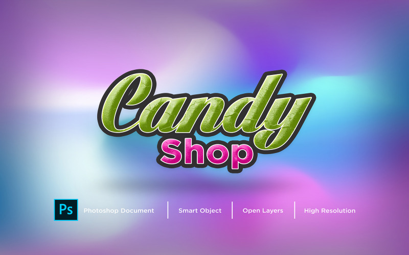 Candy Shop Text Effect Design Photoshop Layer Style Effect - Illustrazione