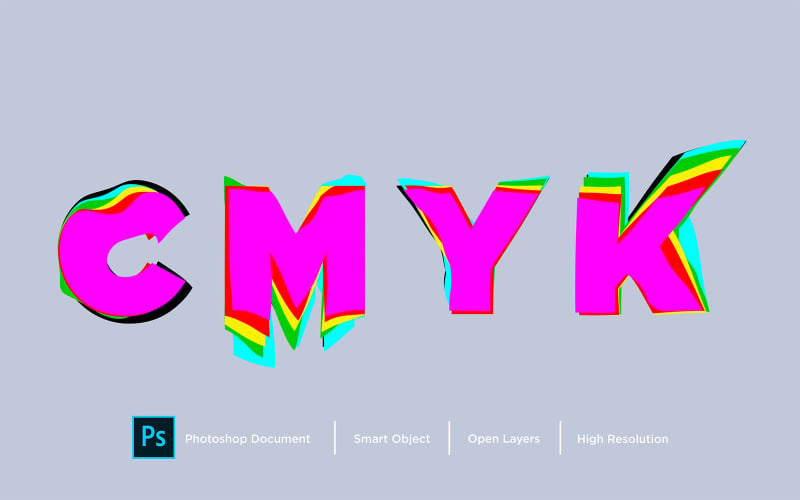CMYK-teksteffectontwerp Photoshop-laagstijleffect - illustratie