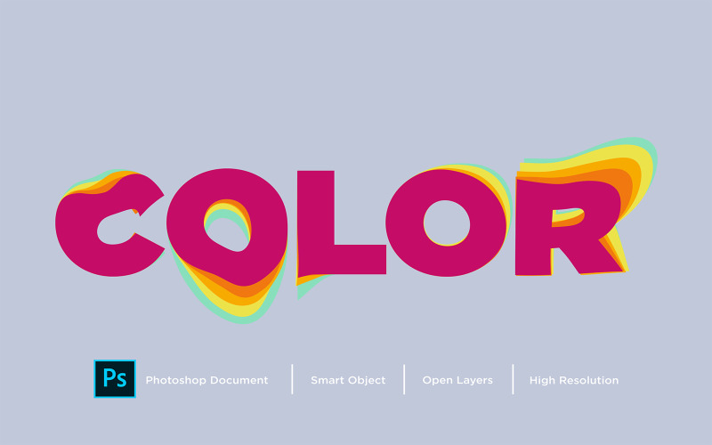 Color Text Effect Design Photoshop Layer Style Effect - Illustrazione