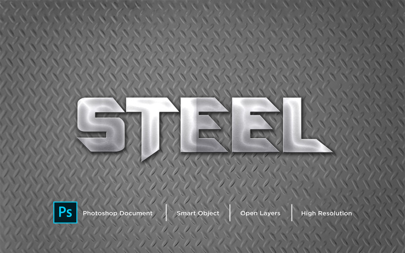 Diseño de efecto de texto de acero Efecto de estilo de capa de Photoshop - Ilustración