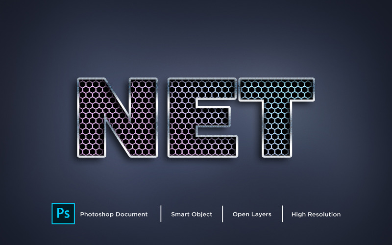 Diseño de efecto de texto neto Efecto de estilo de capa de Photoshop - Ilustración