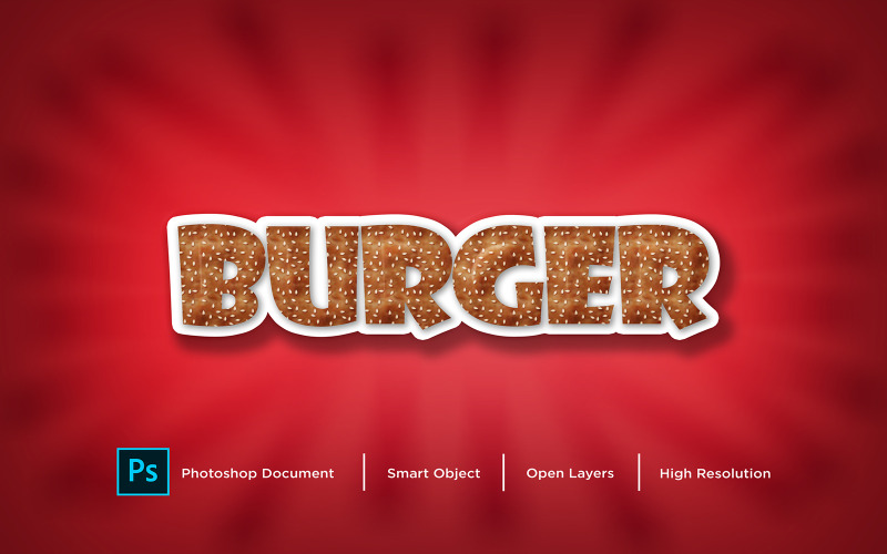Efeito de texto Burger Design Photoshop Layer Style Effect - Ilustração