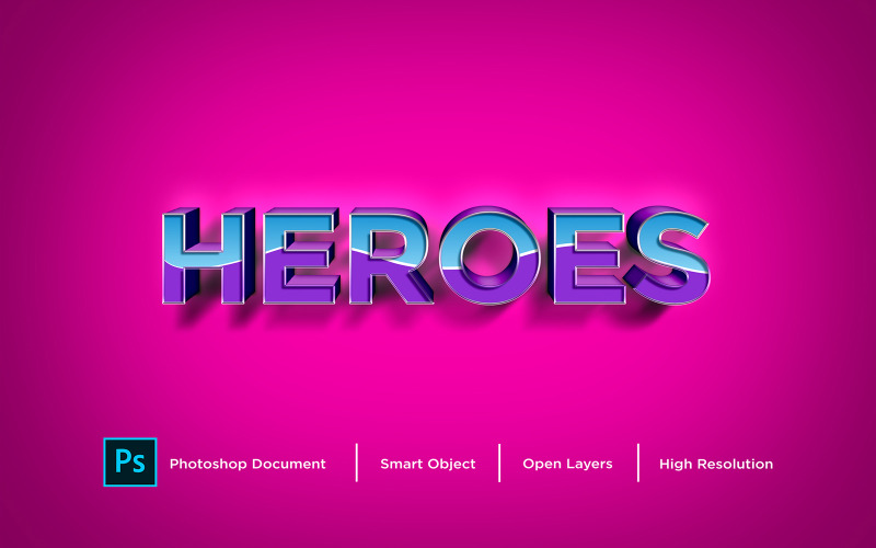 Effet de texte Heroes Design Photoshop Layer Style effet - Illustration