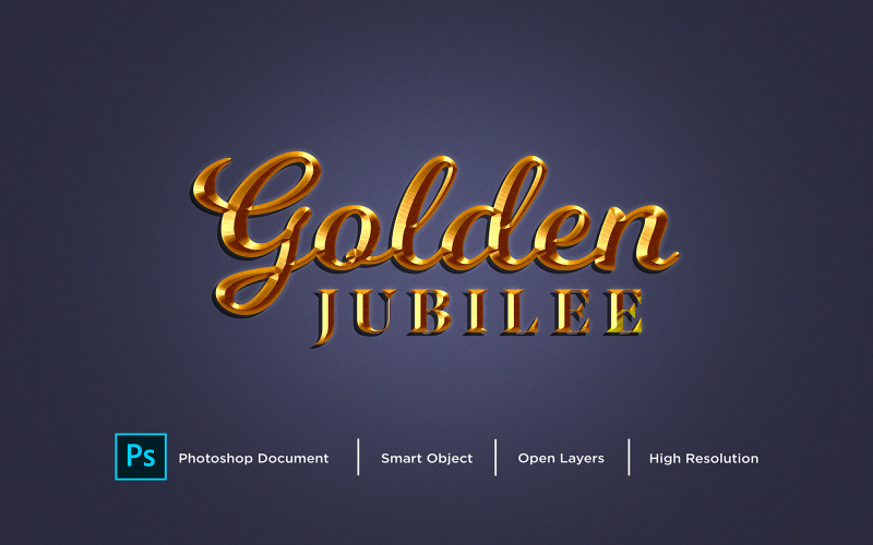 Guld- jubileet texteffekt Design Photoshop lager stil effekt - Illustration
