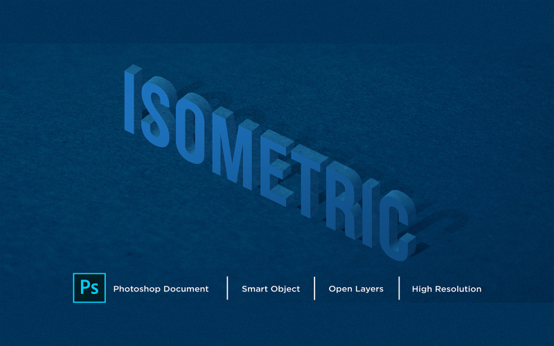 Isometrisk texteffektdesign Photoshop Layer Style Effect - Illustration
