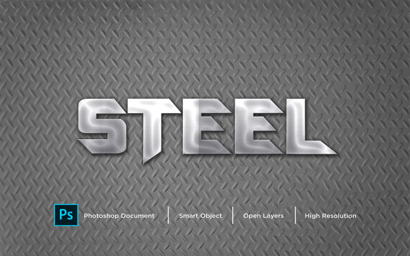 Stahltext-Effekt-Design Photoshop-Ebenenstil-Effekt - Illustration