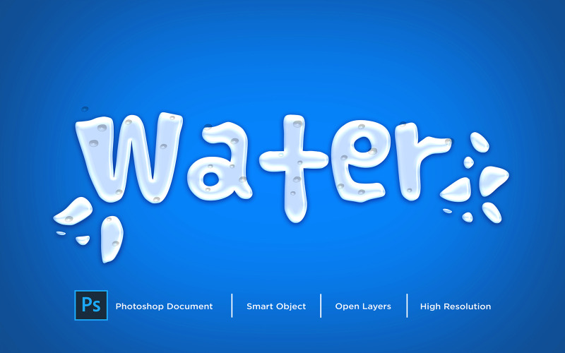 Water Teksteffect Ontwerp Photoshop Laagstijl Effect - Illustratie
