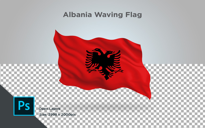 Download Иллюстрация "AlbaniaWaving Flag - Illustration" / AlbaniaWaving Flag - Illustration - Иллюстрация на тему графика albania,national,patriotic,europe,asia,republic,map,flag,country,cartography,geography,nation,illustration,graphic,vector,state,world,isolated,symbol,border